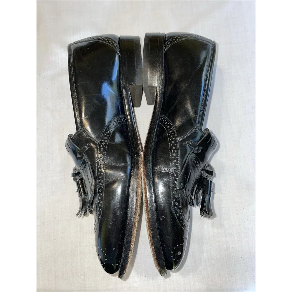 Johnston & Murphy Optima Wingtip Loafers Mens Size 8 D Black Leather Slip On